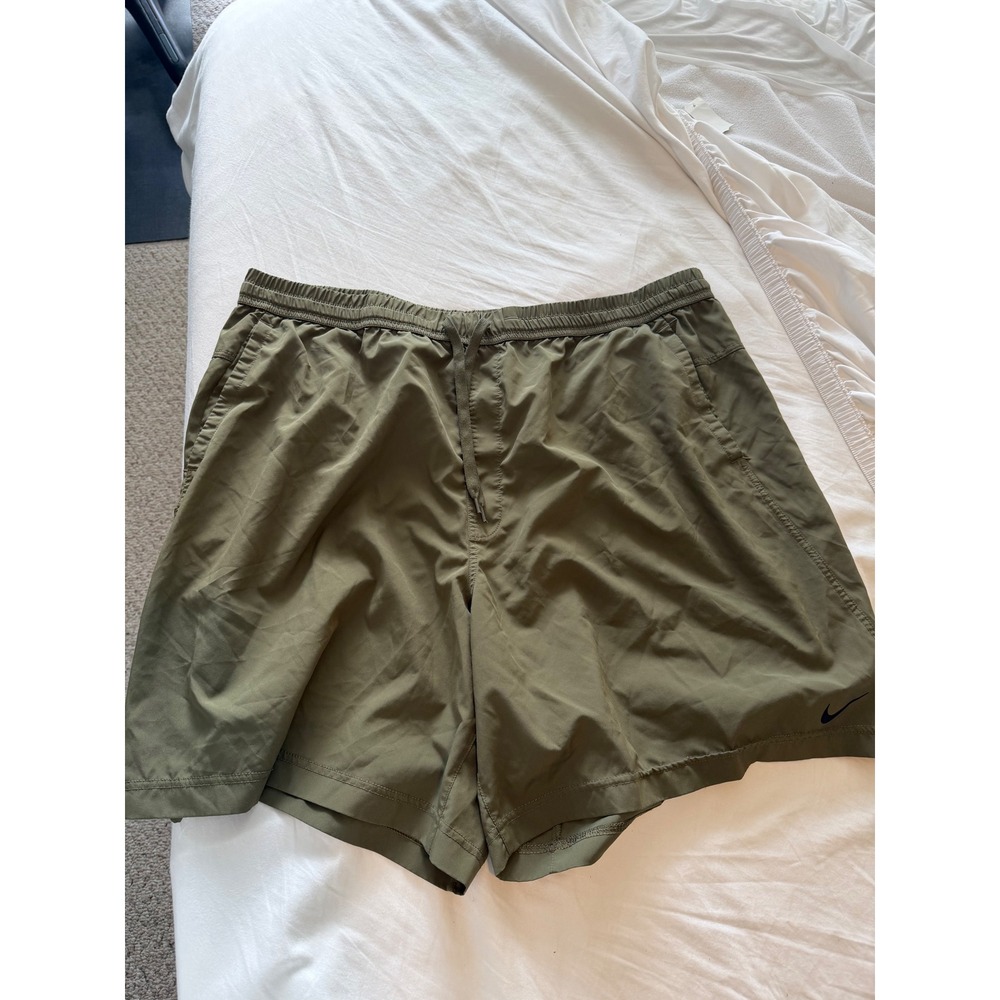 Nike Dri-FIT Training Shorts Mens 3XL Tall Olive Green Elastic Waist Activewear